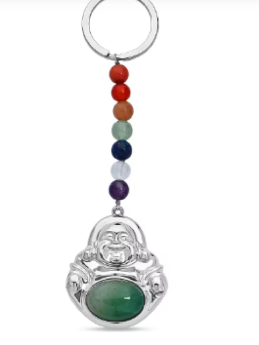 Green Aventurine and Multi Gemstone Buddha Keychain